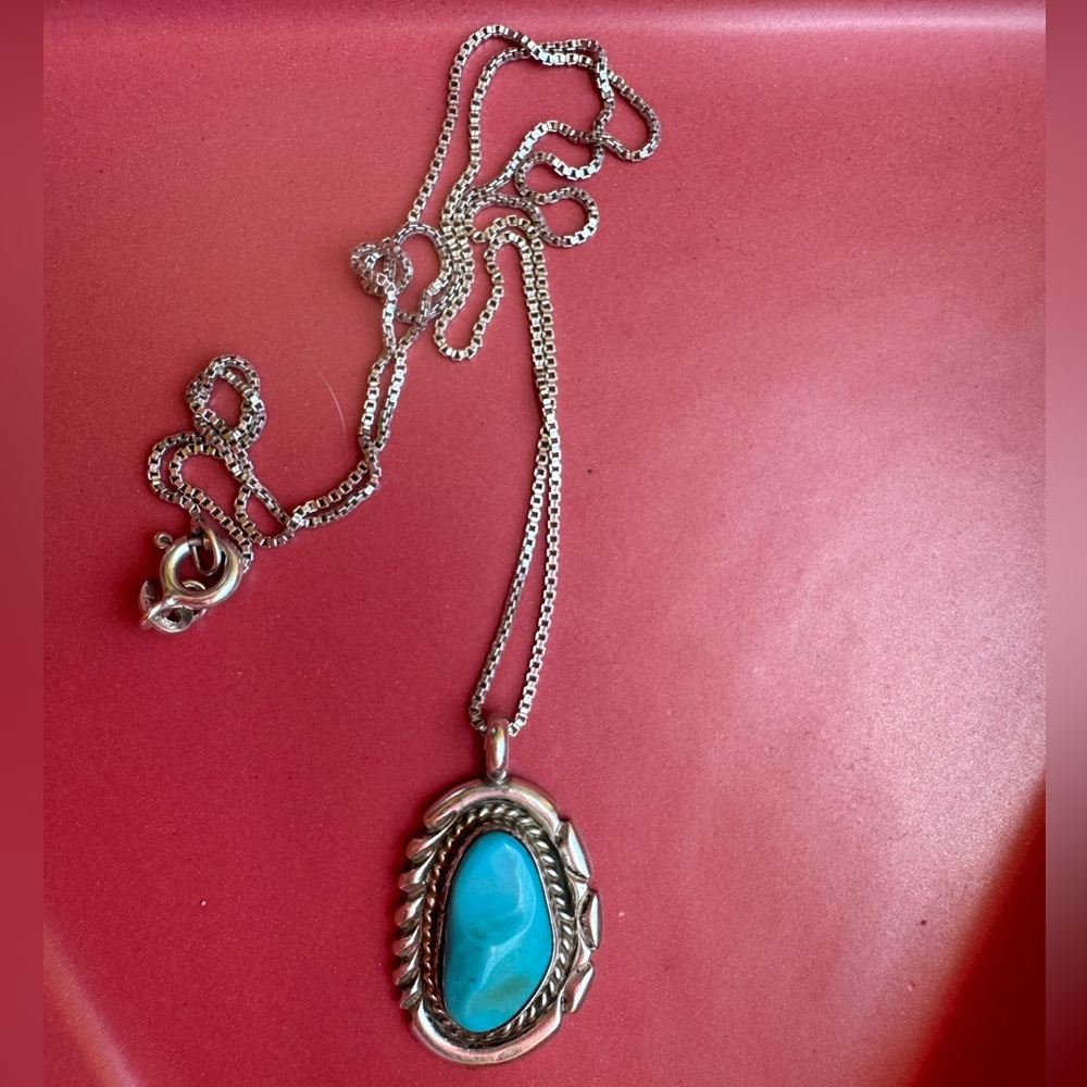 Vintage Sterling Silver Turquoise Necklace